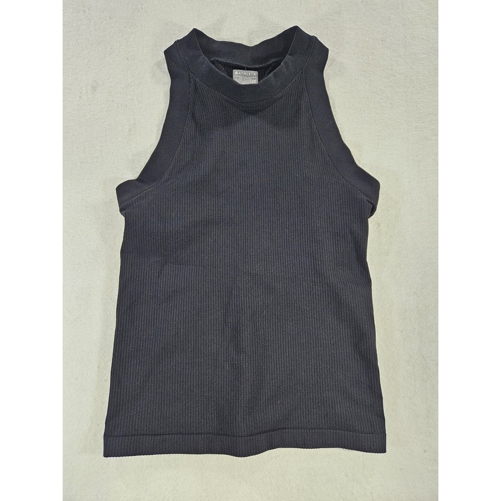 Athleta Tank Top Womens XS Black Mock Neck Ribbedโ Sleeveless Athletic Workout